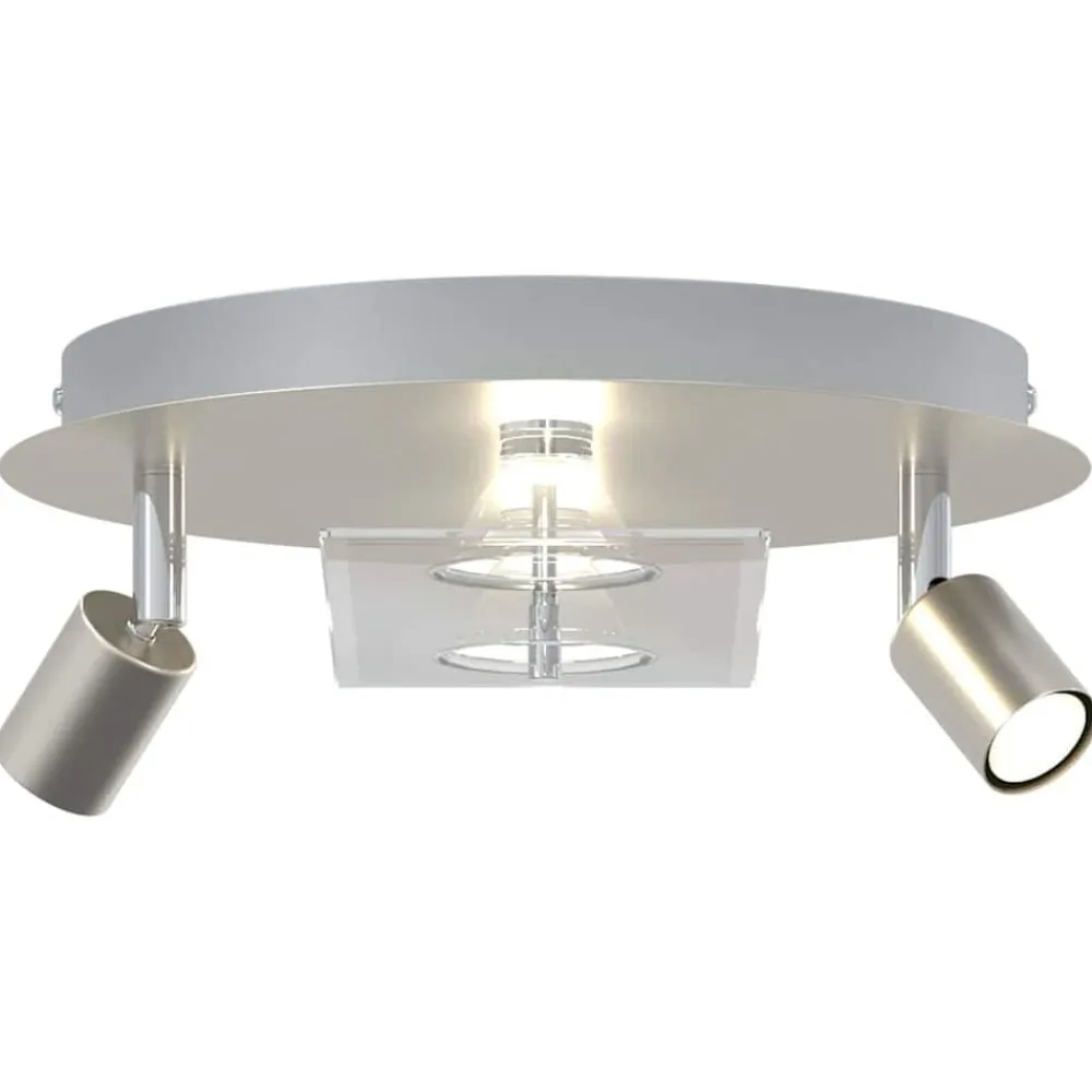 vidaXL Iluminación-Foco de techo con focos Níquel 29 x 29 x 11 cm Acero y Vidrio