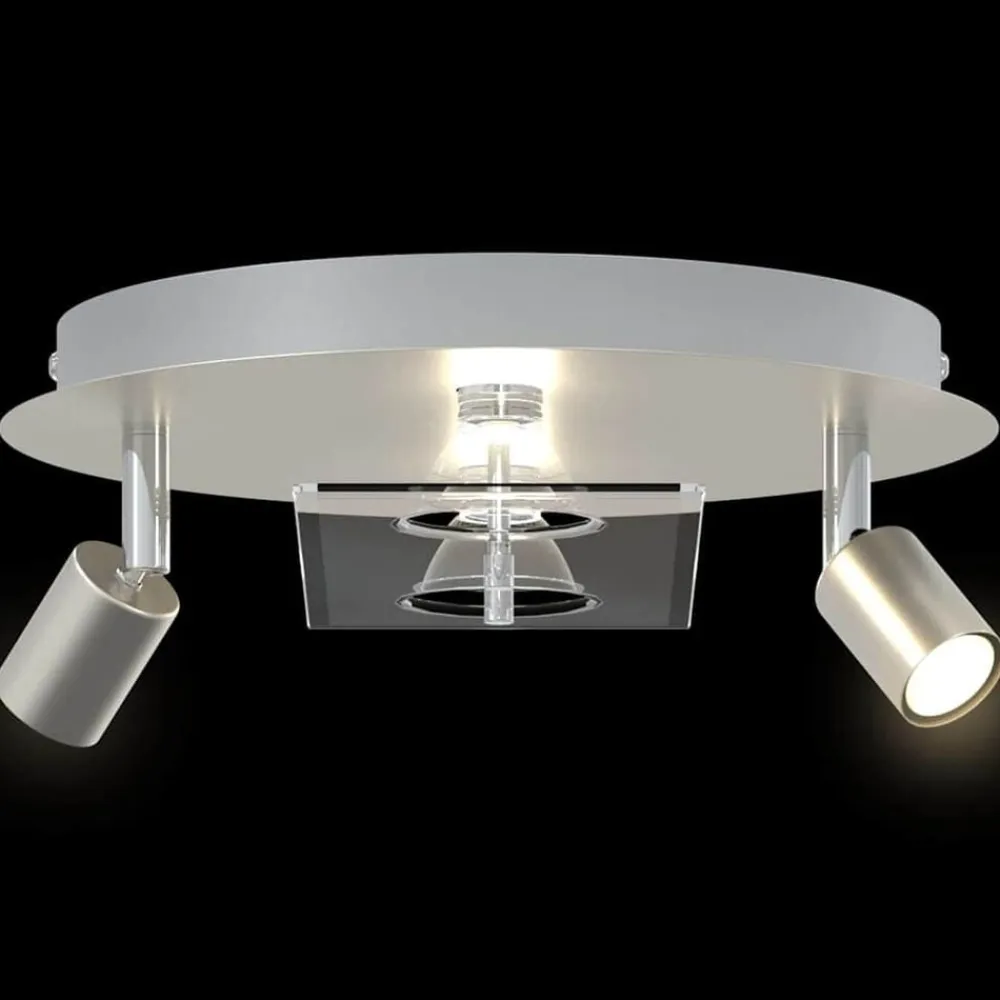 vidaXL Iluminación-Foco de techo con focos Níquel 29 x 29 x 11 cm Acero y Vidrio