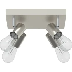 vidaXL Foco de techo con focos Níquel 26,5 x 26 x 11,5 cm Metal Níquel cepillado