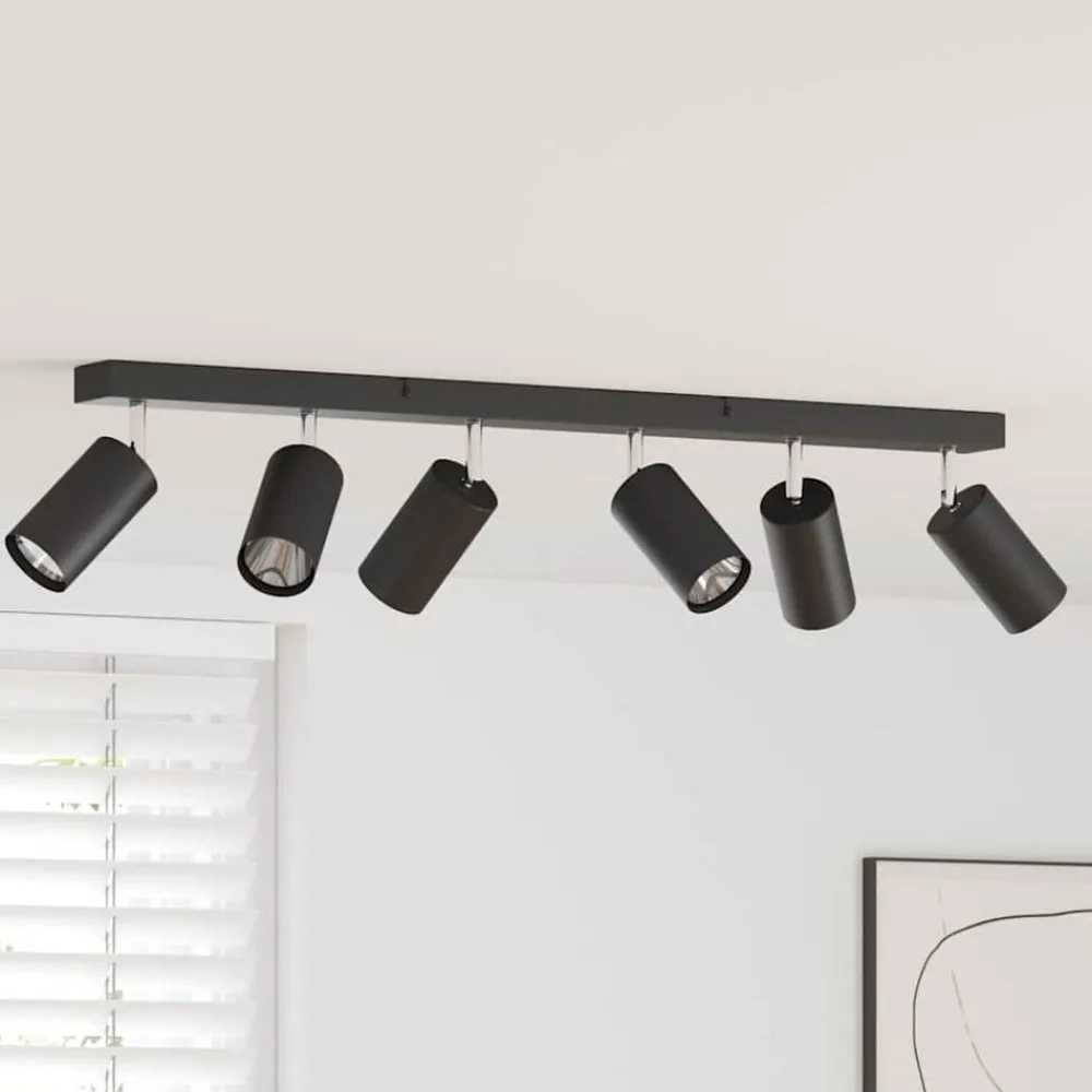 vidaXL Foco de techo con focos 73 x 6 x 16 cm Metal Negro Discount