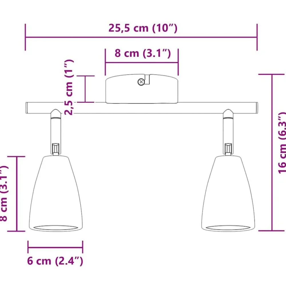 vidaXL Foco de techo con focos 25.5 x 8 x 16 cm Metal Outlet