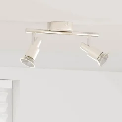 vidaXL Foco de techo con focos Níquel 25,5 x 8 x 11 cm Acero Discount