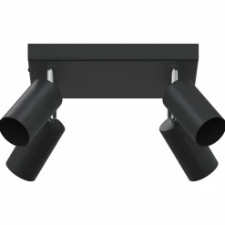 vidaXL Foco de techo con focos 26 x 26 x 16 cm Metal Negro Clearance