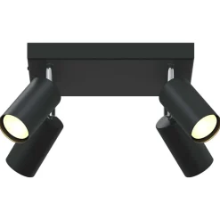 vidaXL Foco de techo con focos 26 x 26 x 16 cm Metal Negro Clearance