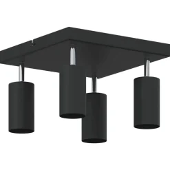 vidaXL Foco de techo con focos 26 x 26 x 16 cm Metal Negro Clearance