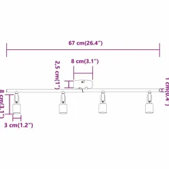 vidaXL Iluminación-Foco de techo con focos Níquel 70 x 9 x 12,5 cm Acero