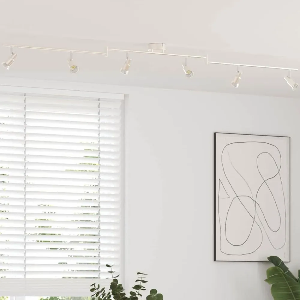vidaXL Iluminación-Foco de techo con focos Níquel 176,5 x 9,5 x 14 cm Acero