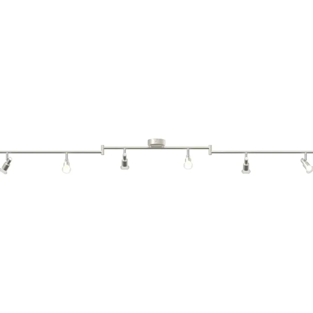 vidaXL Iluminación-Foco de techo con focos Níquel 176,5 x 9,5 x 14 cm Acero