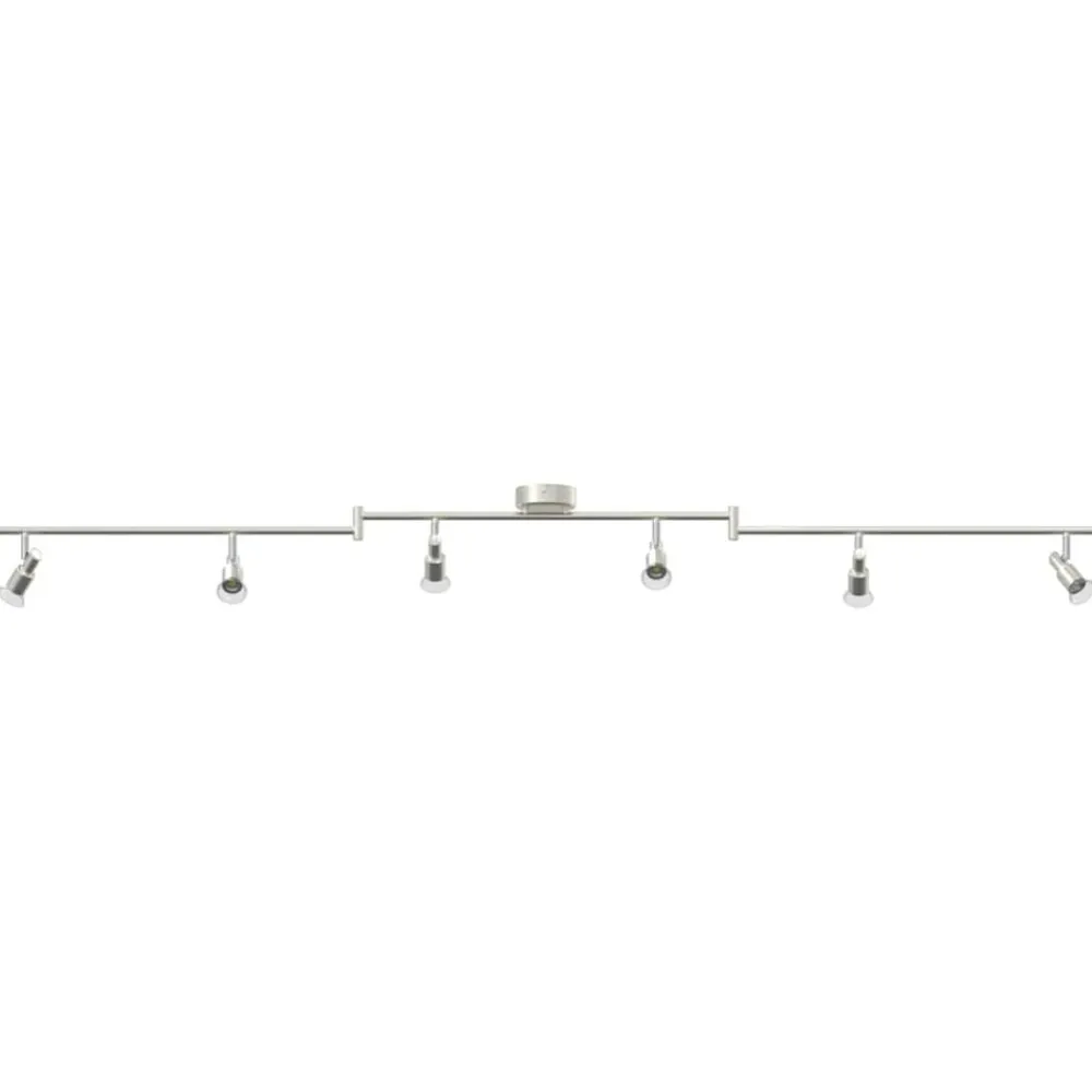 vidaXL Iluminación-Foco de techo con focos Níquel 176,5 x 9,5 x 14 cm Acero