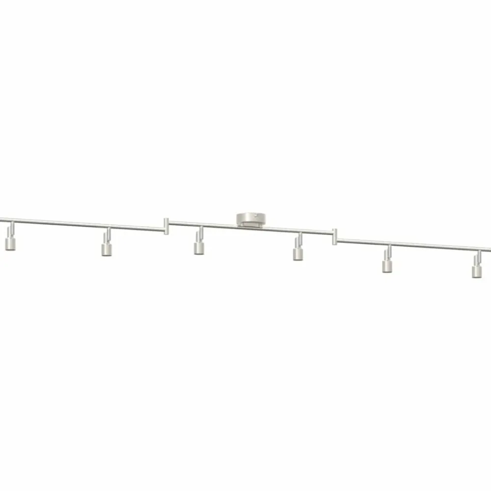 vidaXL Iluminación-Foco de techo con focos Níquel 176,5 x 9,5 x 14 cm Acero