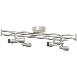 vidaXL Iluminación-Foco de techo con focos Níquel 176,5 x 9,5 x 14 cm Acero