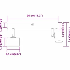 vidaXL Foco de techo con focos Níquel 26 x 6,5 x 11,5 cm Metal Níquel cepillado Discount
