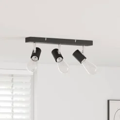 vidaXL Foco de techo con focos 38 x 6,5 x 11,5 cm Metal Negro