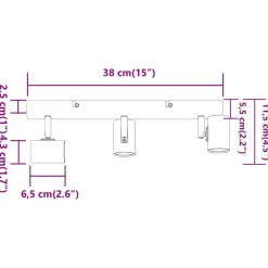 vidaXL Foco de techo con focos 38 x 6,5 x 11,5 cm Metal Negro