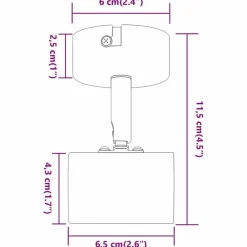 vidaXL Foco de techo con focos 6,5 x 6 x 11,5 cm Metal White Discount