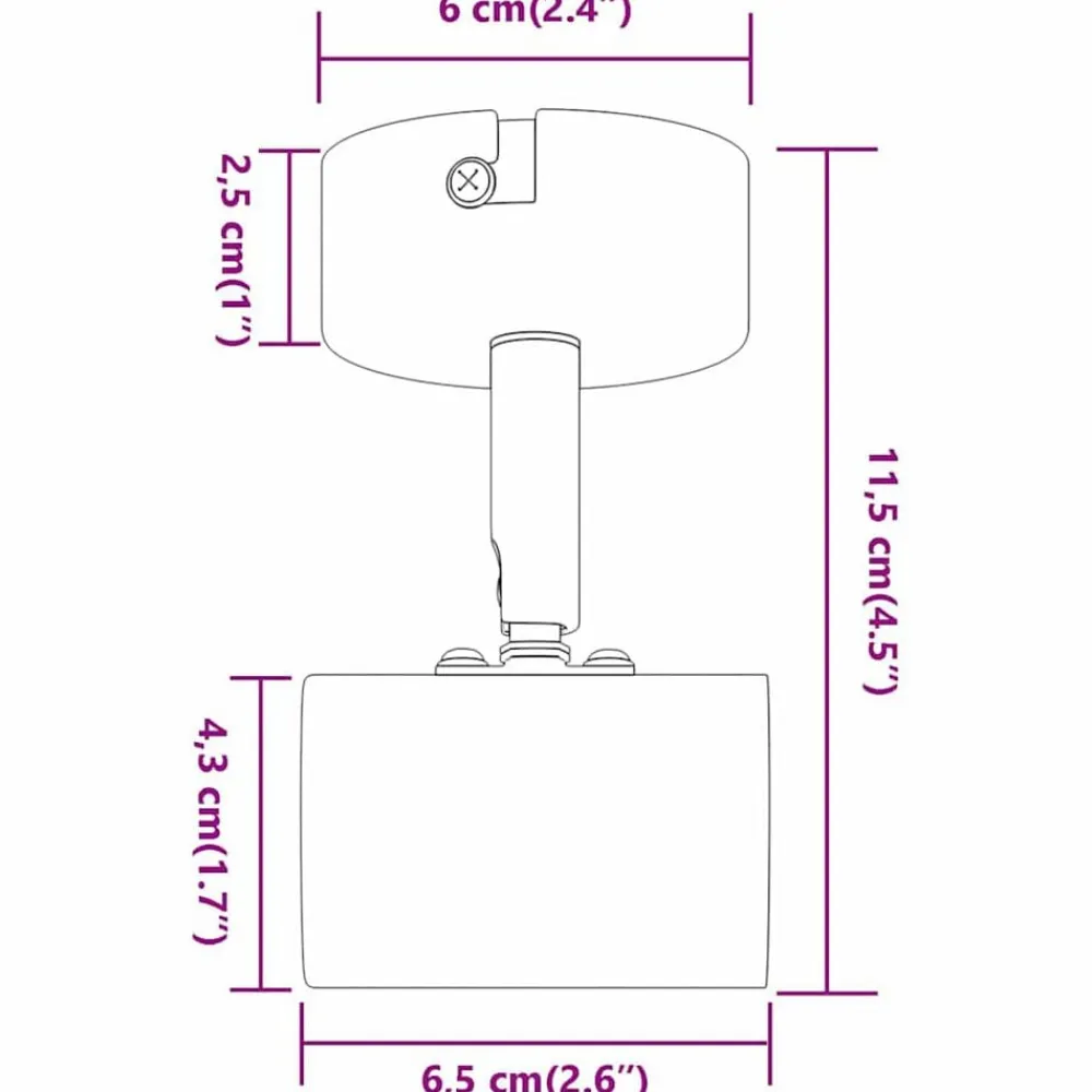 vidaXL Foco de techo con focos 6,5 x 6 x 11,5 cm Metal White Discount