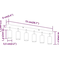 vidaXL Foco de techo con focos Níquel 73 x 6 x 16 cm Metal Níquel cepillado Online