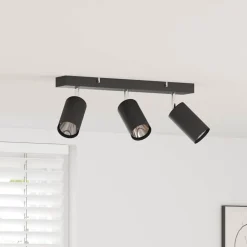 vidaXL Foco de techo con focos 38 x 6 x 16 cm Metal Negro Hot
