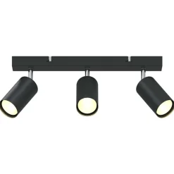 vidaXL Foco de techo con focos 38 x 6 x 16 cm Metal Negro Hot