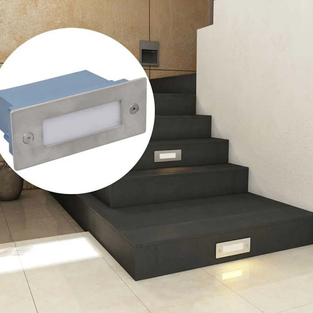 vidaXL Iluminación-Foco empotrable de escalera 2 LED 44x111x56 mm