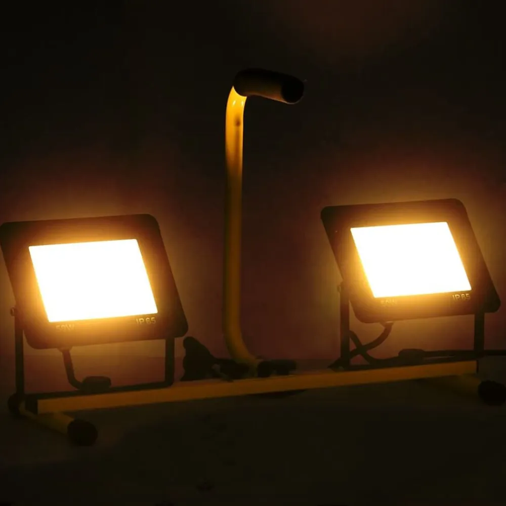 vidaXL Foco LED con asa 2x50 W blanco cálido Blanco cálido