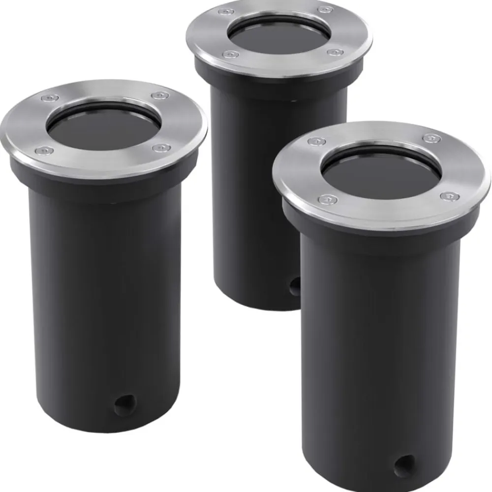 vidaXL Focos LED empotrables de suelo de jardín redondos 3 uds Discount