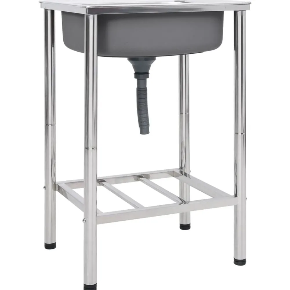 vidaXL Fontanería-Fregadero de camping de un seno acero inoxidable