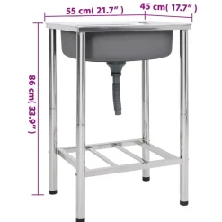 vidaXL Fontanería-Fregadero de camping de un seno acero inoxidable