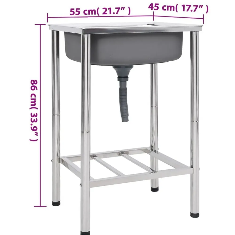 vidaXL Fontanería-Fregadero de camping de un seno acero inoxidable