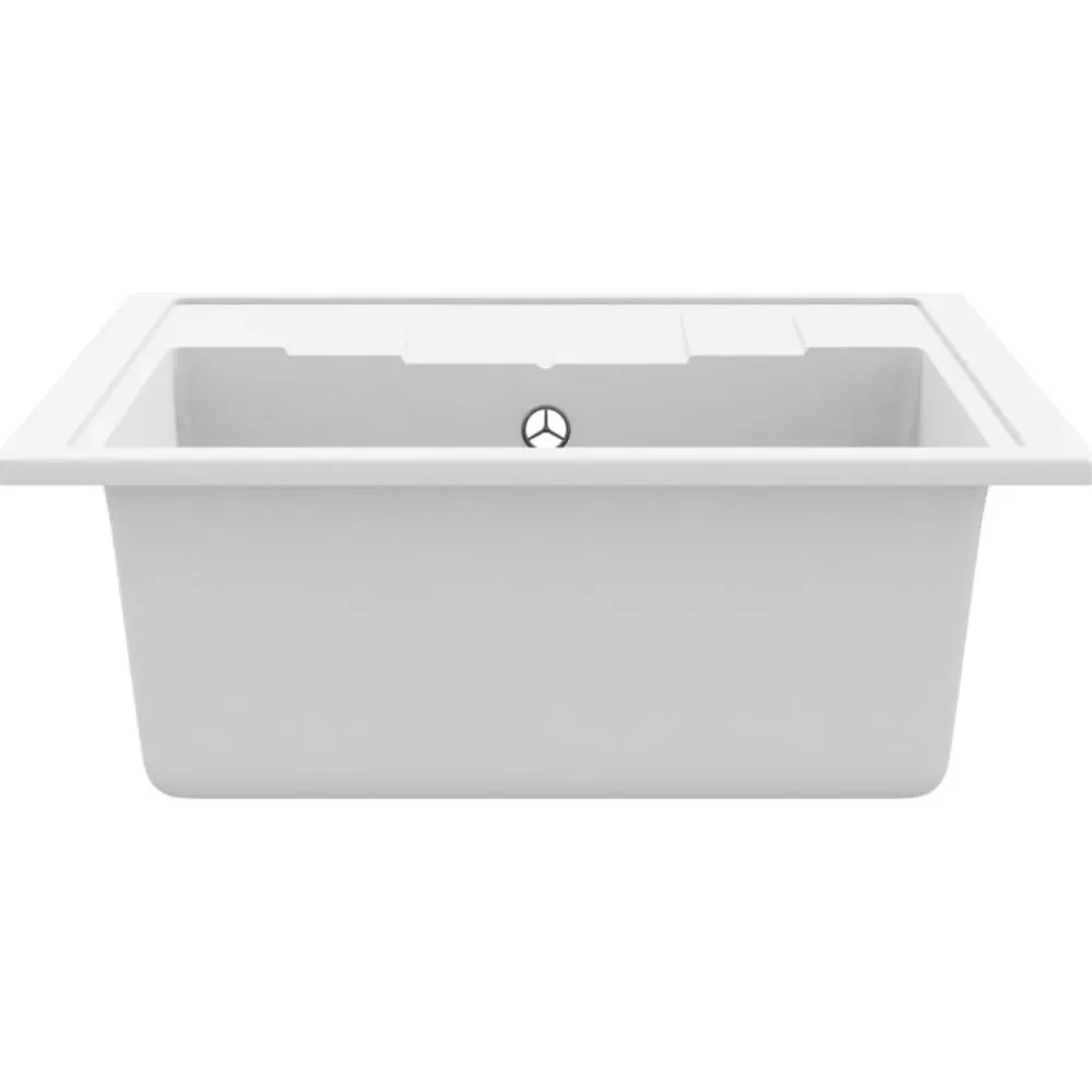 vidaXL Fontanería-Fregadero de cocina con rebosadero ovalado granito