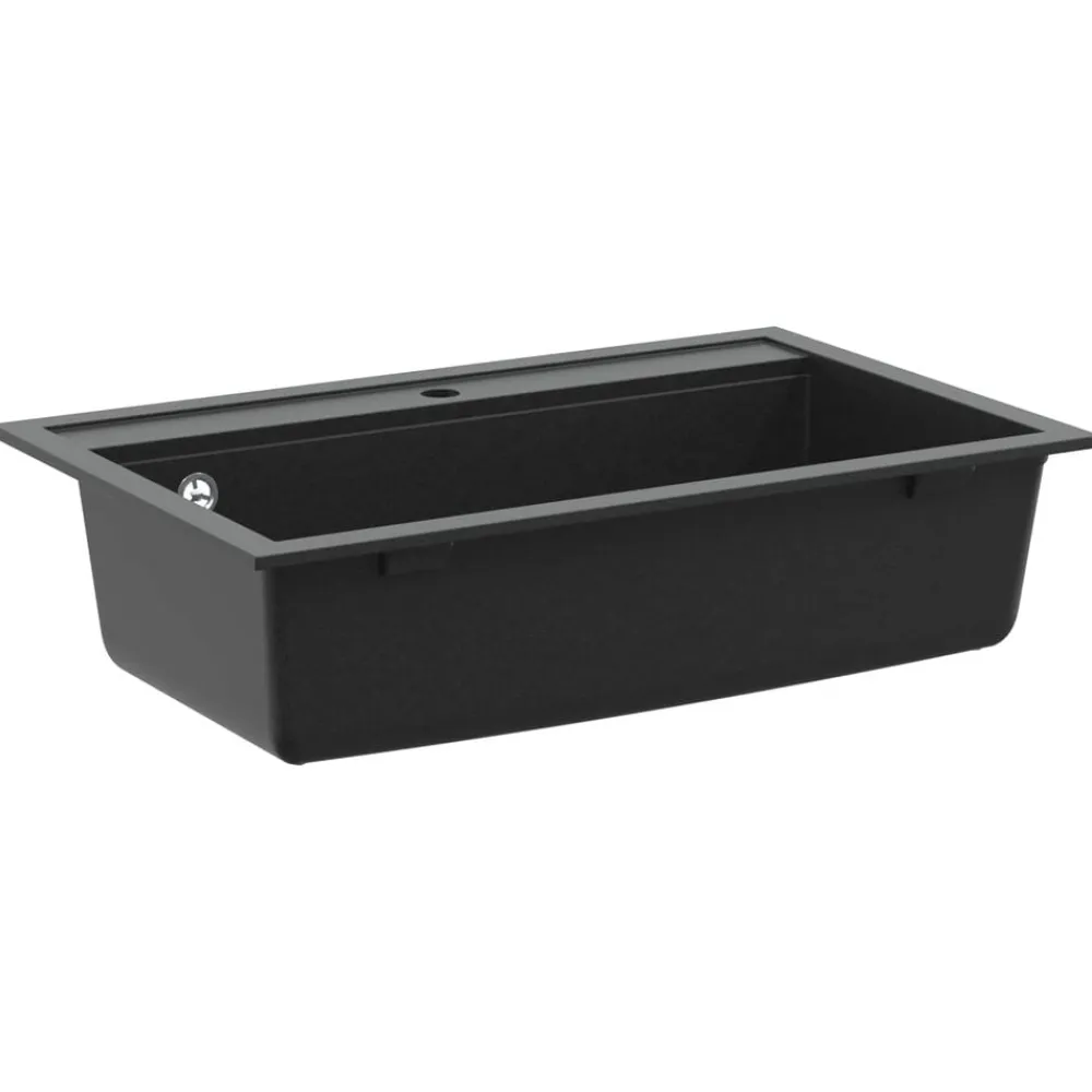 vidaXL Fregadero de cocina de granito con un seno Negro