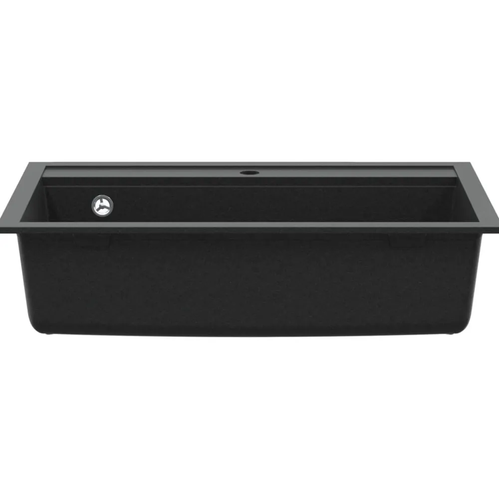 vidaXL Fregadero de cocina de granito con un seno Negro