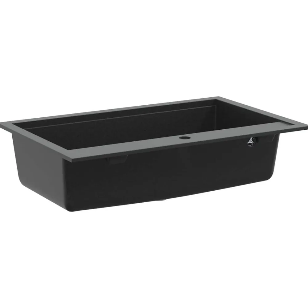 vidaXL Fregadero de cocina de granito con un seno Negro