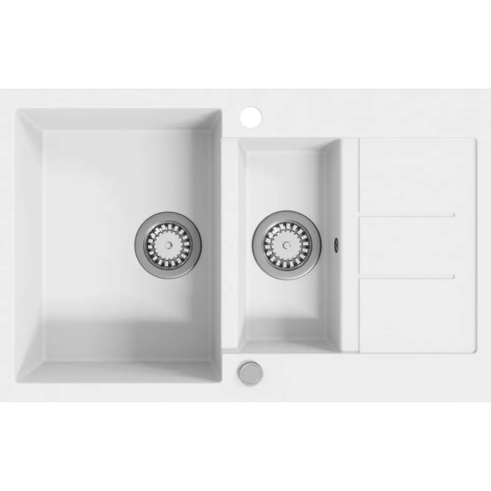 vidaXL Fontanería-Fregadero de cocina de granito con dos senos