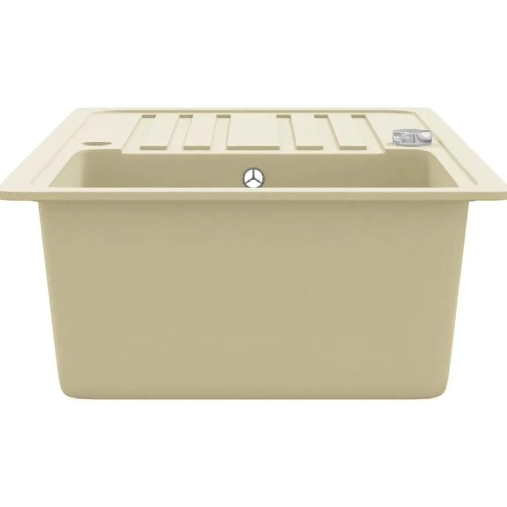 vidaXL Fontanería-Fregadero de cocina de granito con un seno