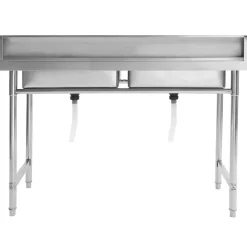 vidaXL Fontanería-Fregadero de cocina con doble seno acero inoxidable