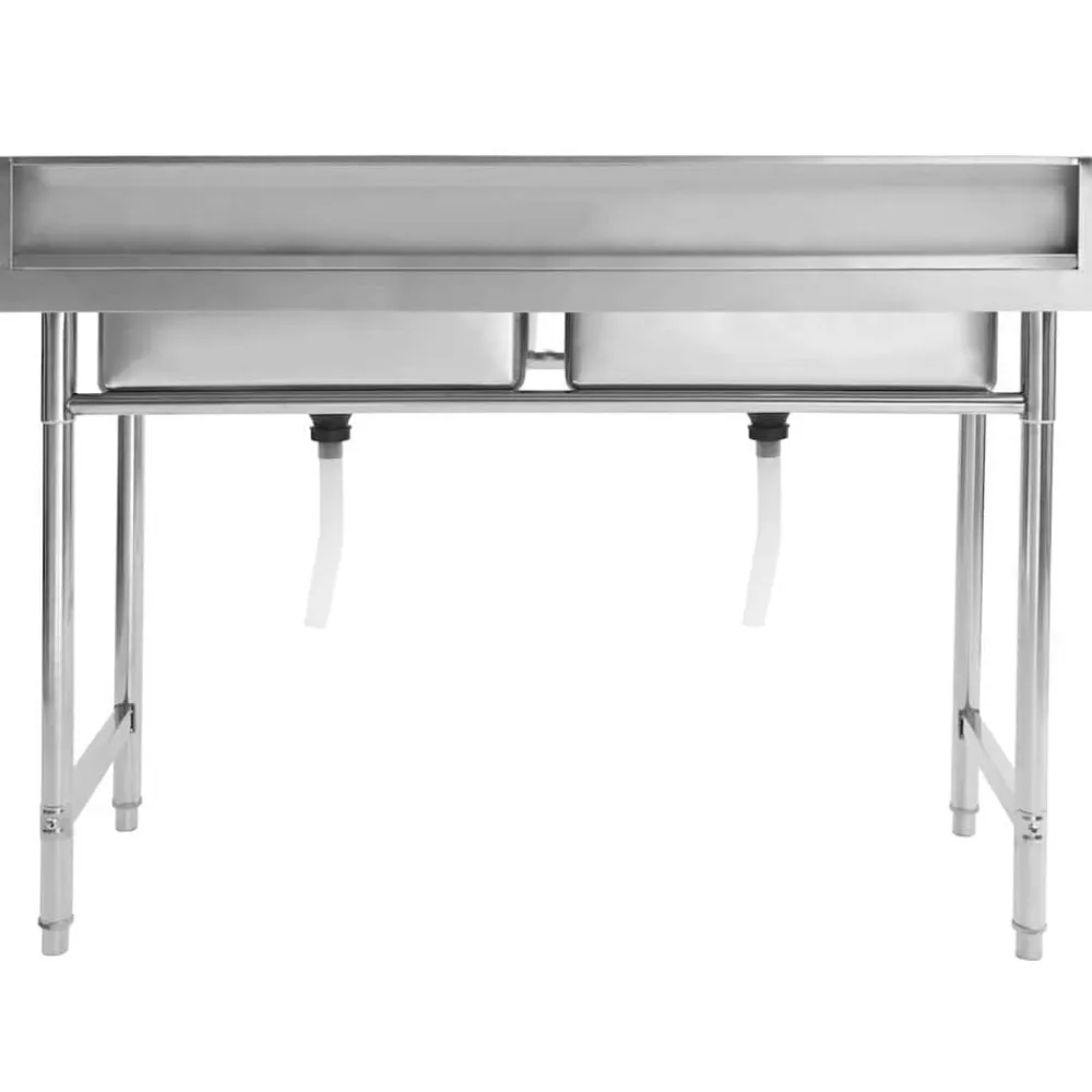 vidaXL Fontanería-Fregadero de cocina con doble seno acero inoxidable