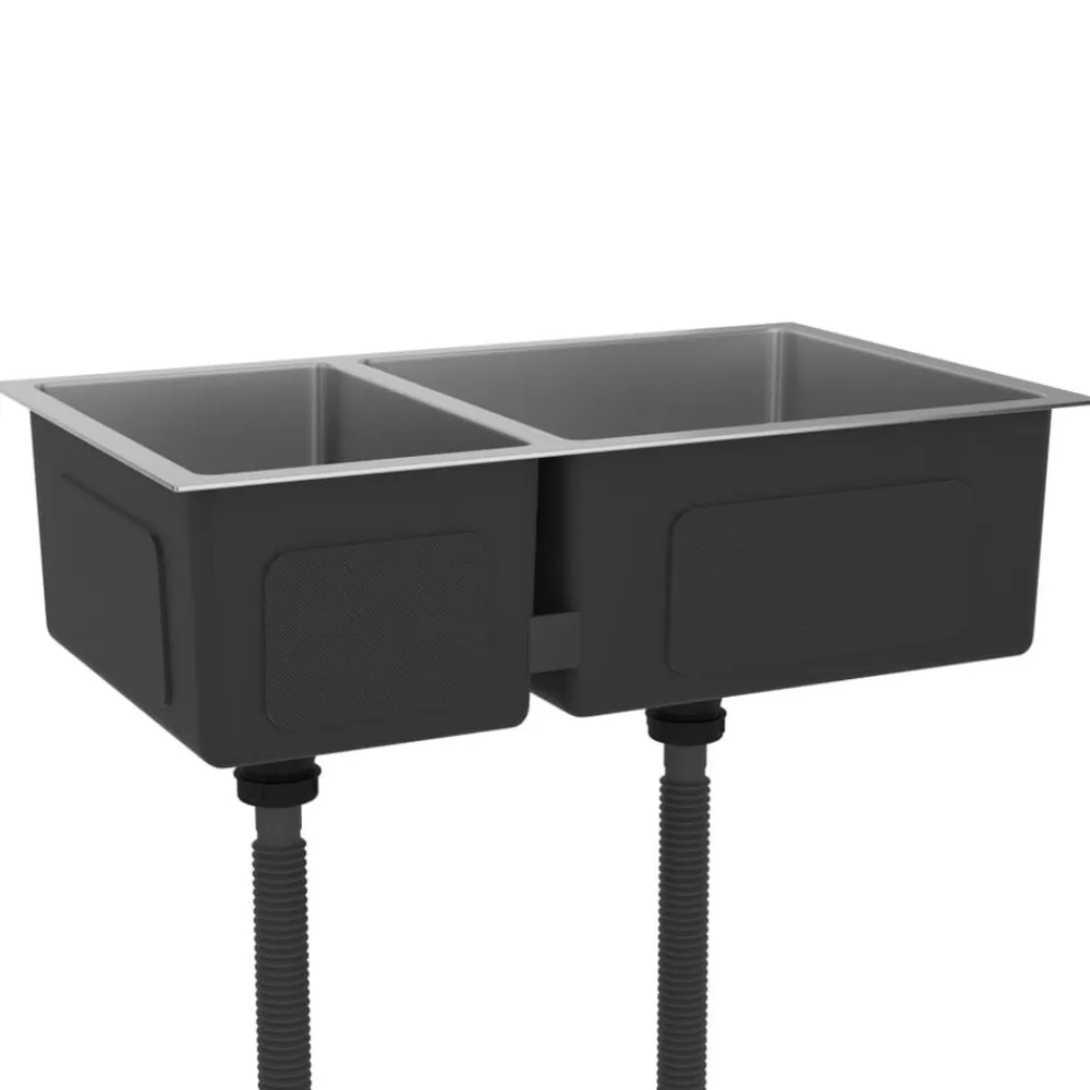 vidaXL Fontanería-Fregadero de cocina de acero inoxidable