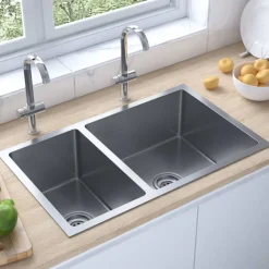 vidaXL Fontanería-Fregadero de cocina de acero inoxidable