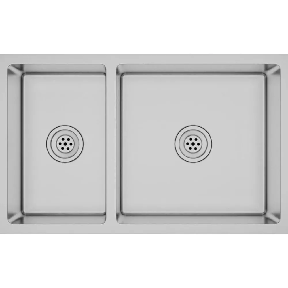 vidaXL Fontanería-Fregadero de cocina de acero inoxidable