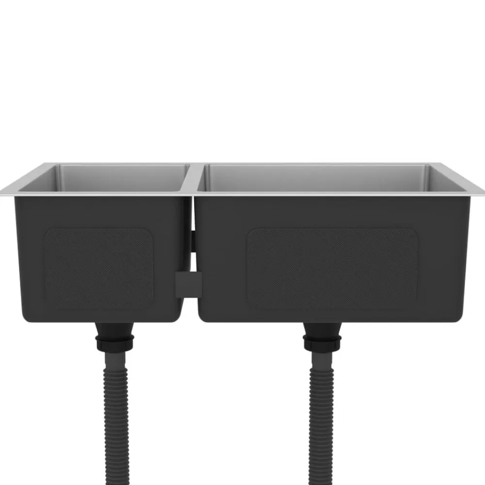 vidaXL Fontanería-Fregadero de cocina de acero inoxidable