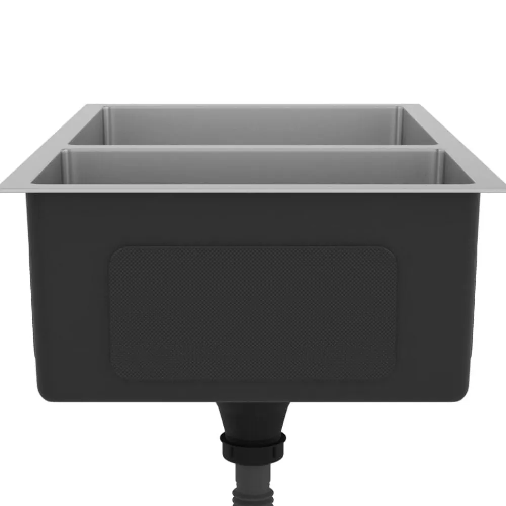 vidaXL Fontanería-Fregadero de cocina de acero inoxidable