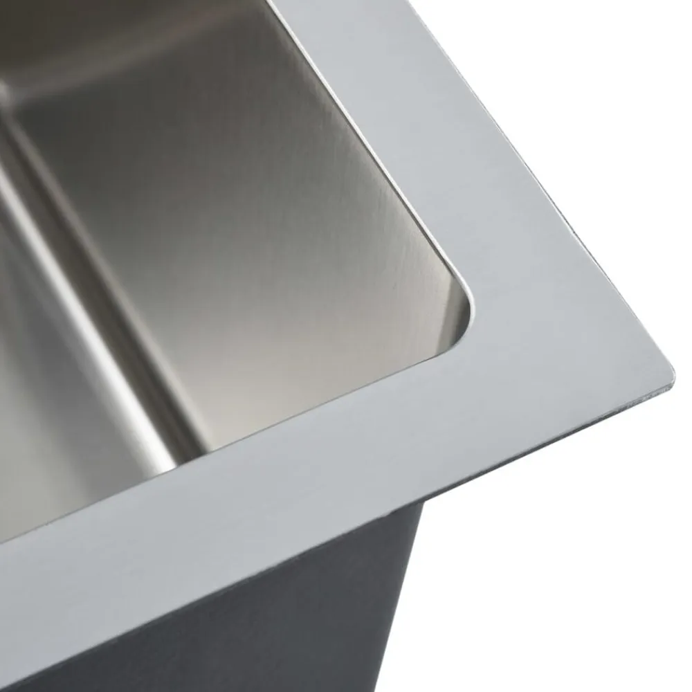 vidaXL Fontanería-Fregadero de cocina de acero inoxidable