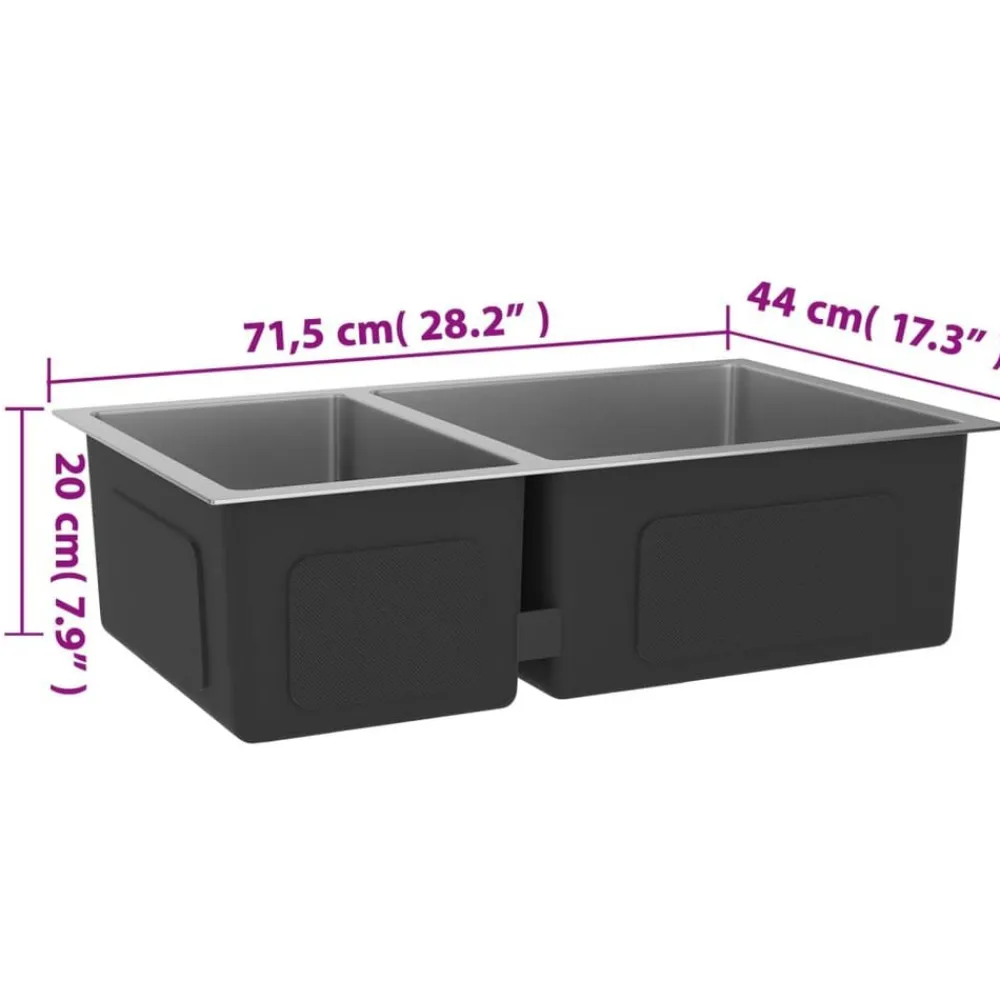 vidaXL Fontanería-Fregadero de cocina de acero inoxidable