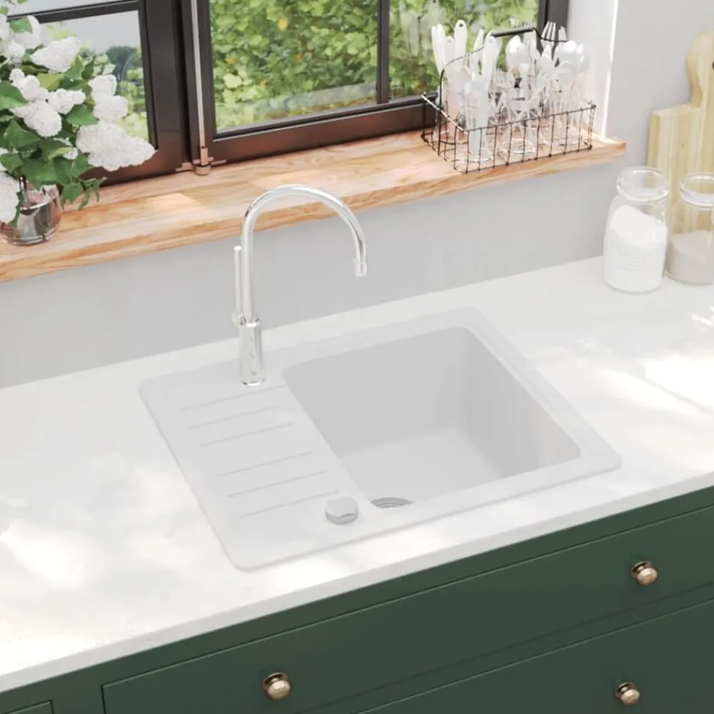 vidaXL Fontanería-Fregadero de cocina con un seno granito