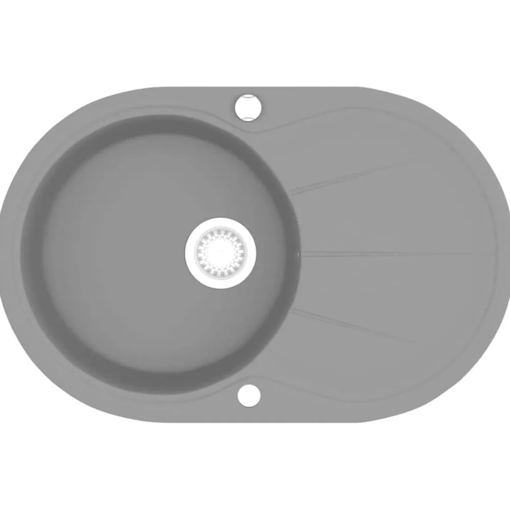 vidaXL Fontanería-Fregadero de cocina de granito con un seno ovalado gris