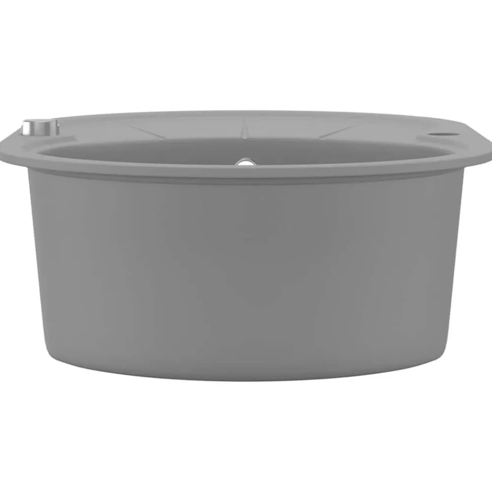 vidaXL Fontanería-Fregadero de cocina de granito con un seno ovalado gris