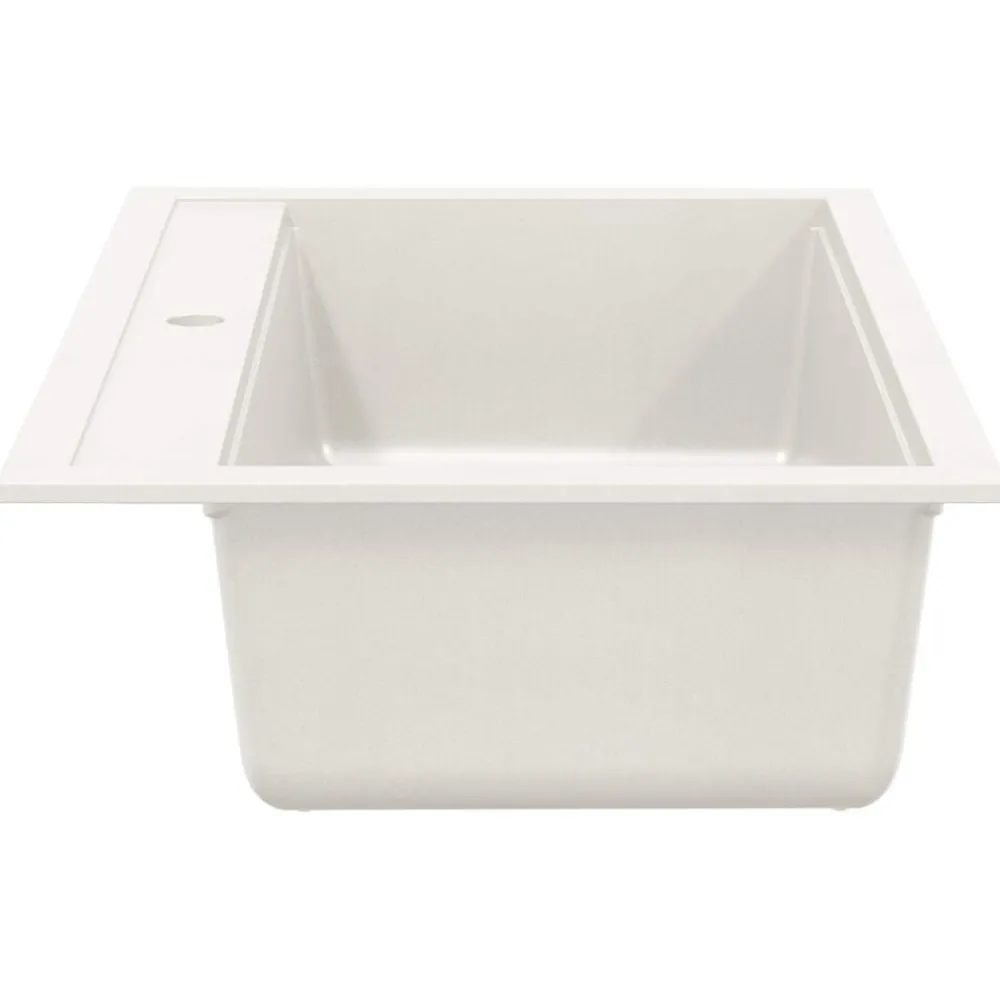 vidaXL Fregadero de cocina de granito con un seno Blanco Clearance