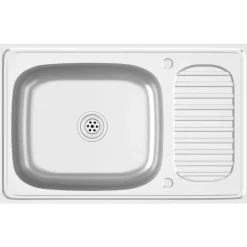 vidaXL Fontanería-Fregadero de cocina con escurridor acero inox 800x500x155 mm