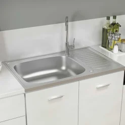 vidaXL Fontanería-Fregadero de cocina con escurridor acero inox 800x500x155 mm